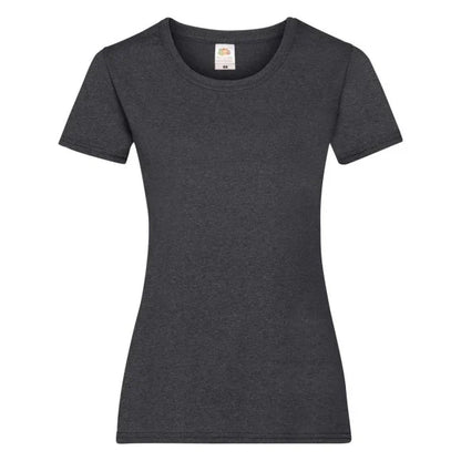 Fransaert Preisbewusst Damen T-Shirt mit Logo – Fruit of the Loom Ladies Valueweight in dark heather grey