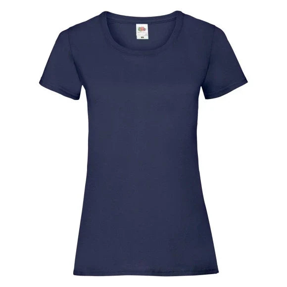 Fransaert Preisbewusst Damen T-Shirt mit Logo – Fruit of the Loom Ladies Valueweight in deep navy