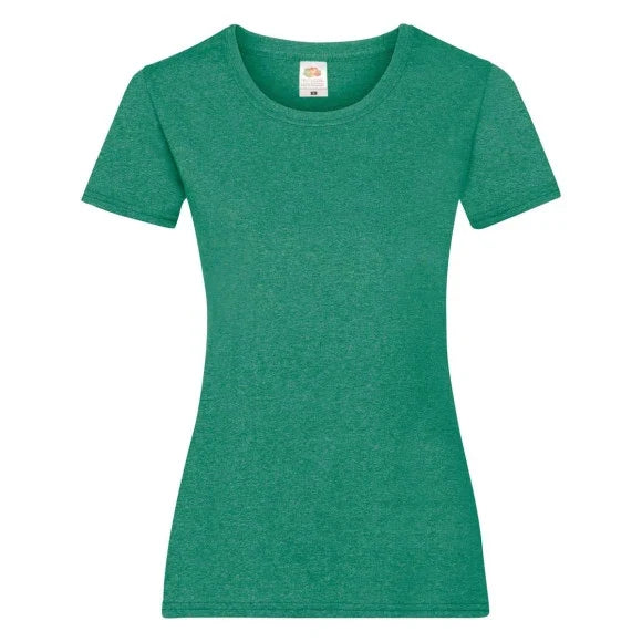 Fransaert Preisbewusst Damen T-Shirt mit Logo – Fruit of the Loom Ladies Valueweight in heather green
