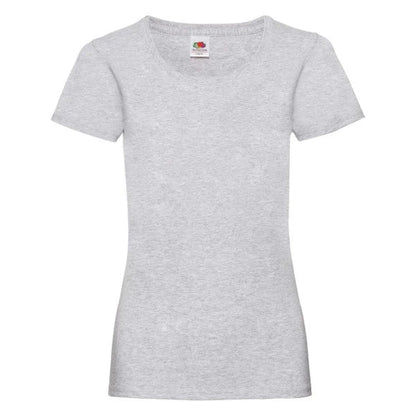 Fransaert Preisbewusst Damen T-Shirt mit Logo – Fruit of the Loom Ladies Valueweight in heather grey