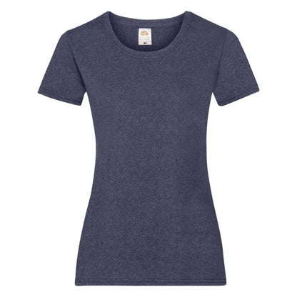 Fransaert Preisbewusst Damen T-Shirt mit Logo – Fruit of the Loom Ladies Valueweight in heather navy