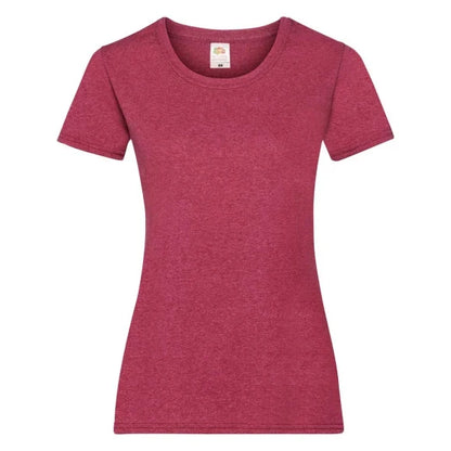 Fransaert Preisbewusst Damen T-Shirt mit Logo – Fruit of the Loom Ladies Valueweight in heather red