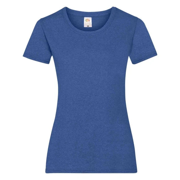 Fransaert Preisbewusst Damen T-Shirt mit Logo – Fruit of the Loom Ladies Valueweight in heather royal