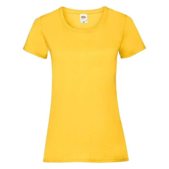 Fransaert Preisbewusst Damen T-Shirt mit Logo – Fruit of the Loom Ladies Valueweight in sunflower