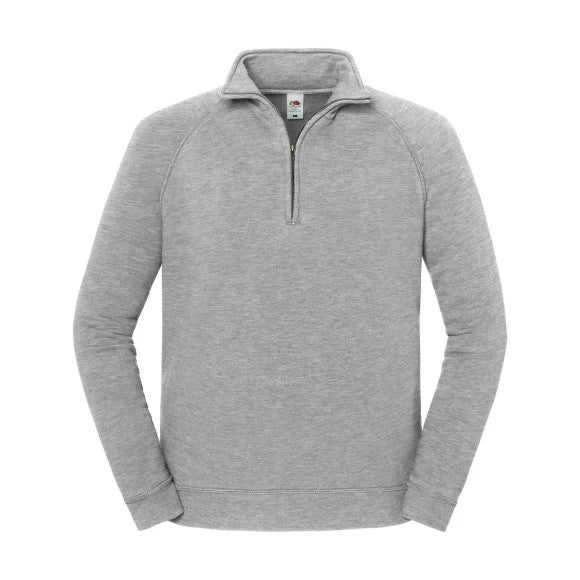 Fruit of the Loom Iconic Premium Zip Neck Sweat 62-288-0 athletic heather