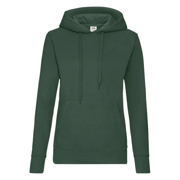 Fruit of the Loom Ladies Classic Hooded Sweat 62-038-0 bottle green