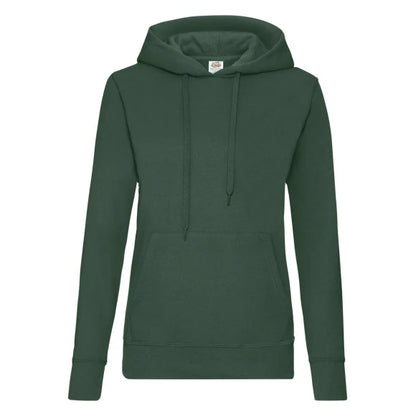 Fruit of the Loom Ladies Classic Hooded Sweat 62-038-0 bottle green