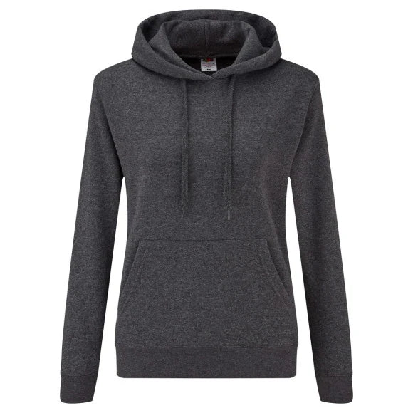 Fruit of the Loom Ladies Classic Hooded Sweat 62-038-0 dark heather grey