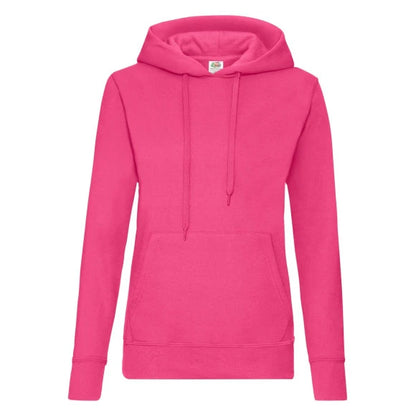 Fruit of the Loom Ladies Classic Hooded Sweat 62-038-0 fuchsia