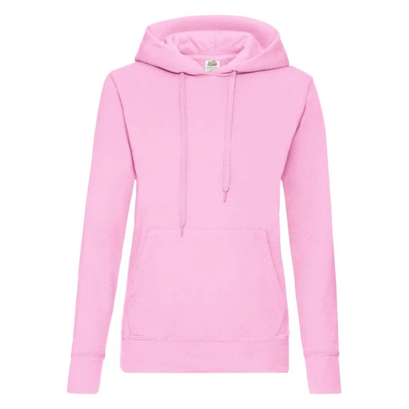 Fruit of the Loom Ladies Classic Hooded Sweat 62-038-0 light pink