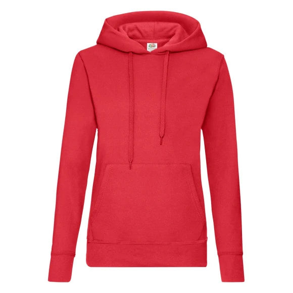 Fruit of the Loom Ladies Classic Hooded Sweat 62-038-0 red