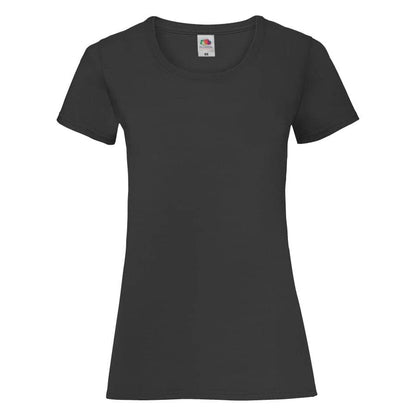 Fransaert Preisbewusst Damen T-Shirt mit Logo – Fruit of the Loom Ladies Valueweight in black