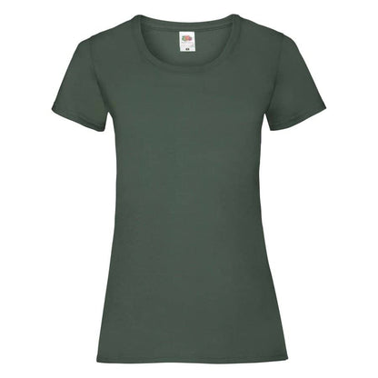 Fransaert Preisbewusst Damen T-Shirt mit Logo – Fruit of the Loom Ladies Valueweight in bottle green