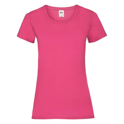 Fransaert Preisbewusst Damen T-Shirt mit Logo – Fruit of the Loom Ladies Valueweight in fuchsia