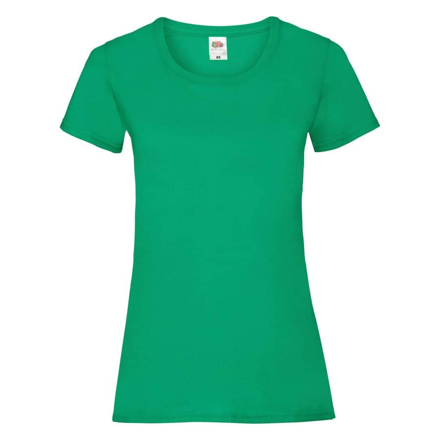 Fransaert Preisbewusst Damen T-Shirt mit Logo – Fruit of the Loom Ladies Valueweight in kelly green