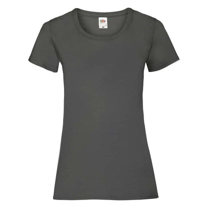 Fransaert Preisbewusst Damen T-Shirt mit Logo – Fruit of the Loom Ladies Valueweight in light graphite