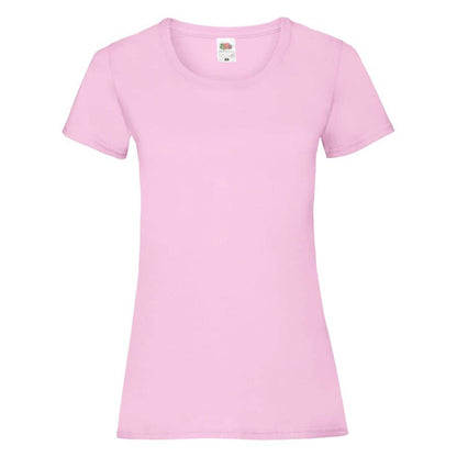 Fransaert Preisbewusst Damen T-Shirt mit Logo – Fruit of the Loom Ladies Valueweight in light pink