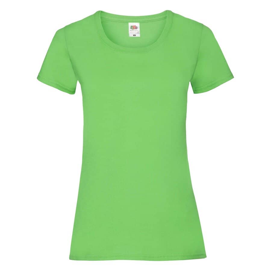 Fransaert Preisbewusst Damen T-Shirt mit Logo – Fruit of the Loom Ladies Valueweight in lime
