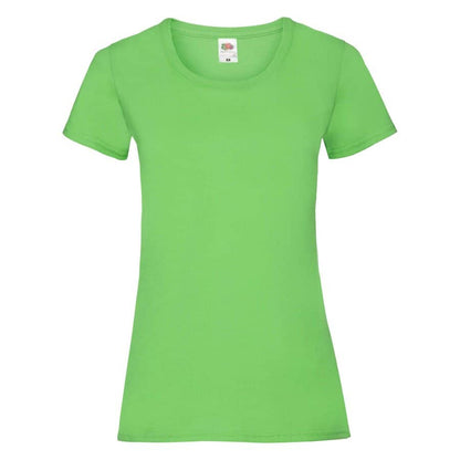 Fransaert Preisbewusst Damen T-Shirt mit Logo – Fruit of the Loom Ladies Valueweight in lime