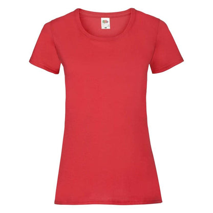 Fransaert Preisbewusst Damen T-Shirt mit Logo – Fruit of the Loom Ladies Valueweight in red