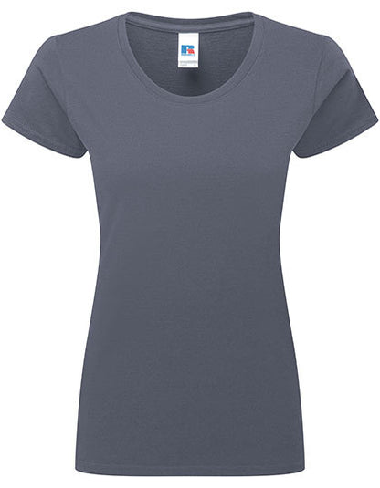 Fransaert Standard Damen-T-Shirt mit Logo – Russell Ladies Authentic Classic T convoy grey